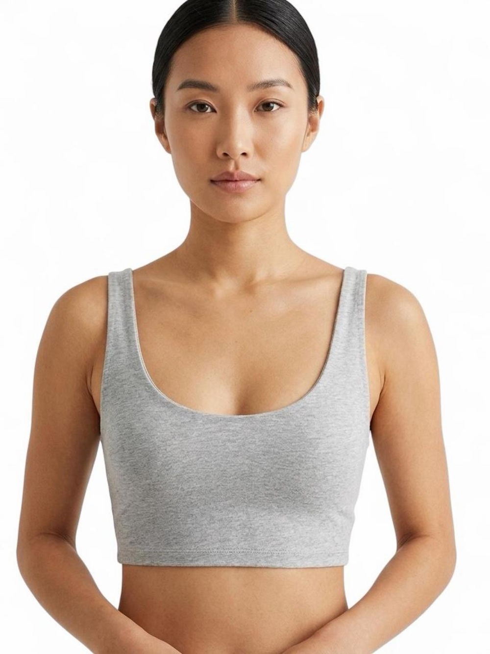 Brandy Melville Grey Cotton Crop Tank Top One Size Minimalist Basic